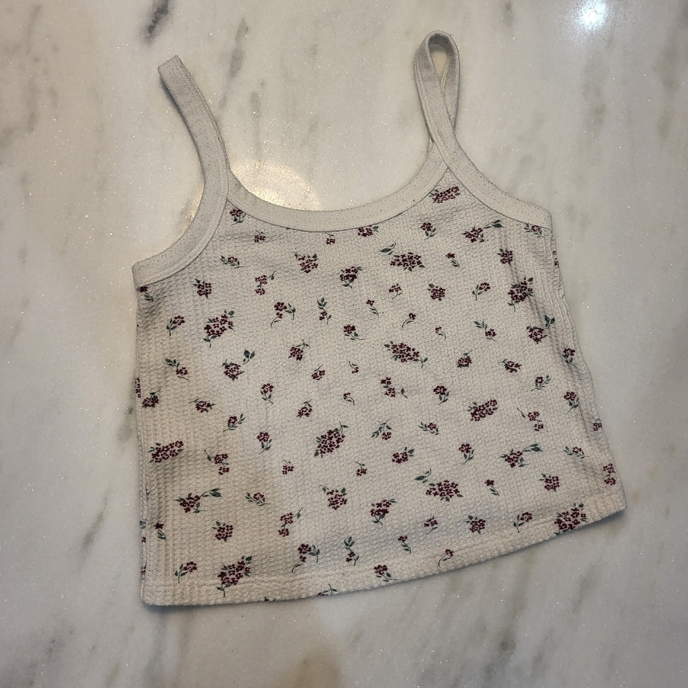 Vintage Cropped Floral Thermal Tank Top